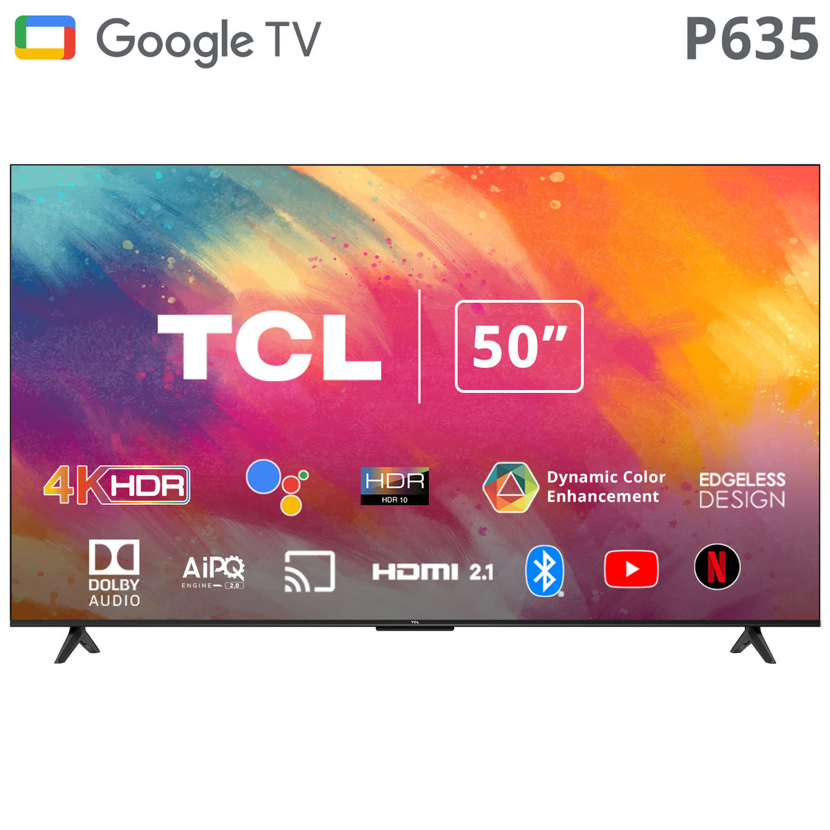TCL Téléviseur 50'' SMART P635 Google UHD 4K + Abonnement Waves IPTV 12 Mois