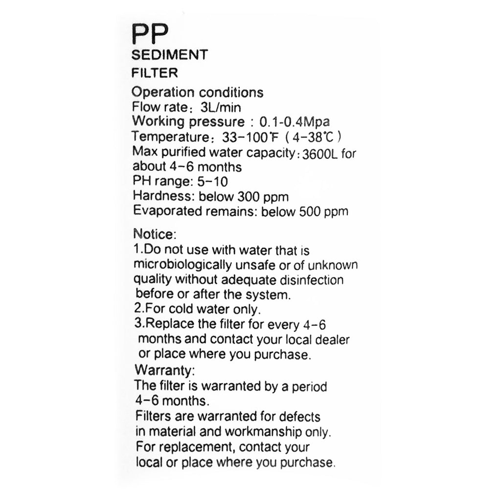 Water Filter (PP) - Asters Maldives