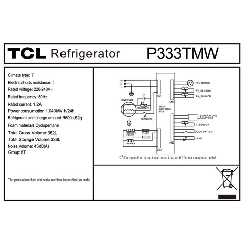 Refrigerator (338L) - Asters Maldives