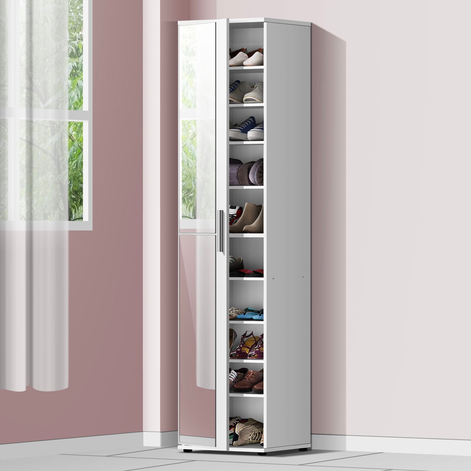 Mounted Shoe Shoe Storage Cabinet Mirror Door Shoe Cabinet