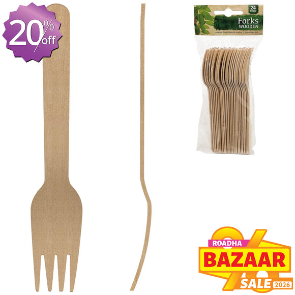 24-Pcs Wooden Fork (6