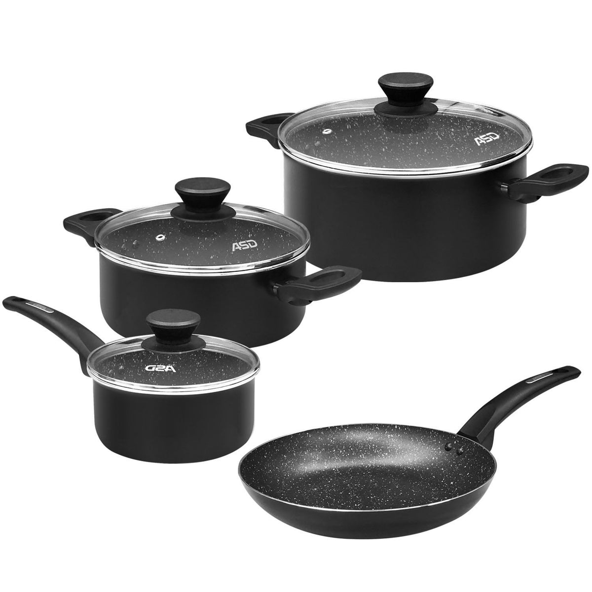 ASD (SND0701T-IH) 7-Pcs Non-Stick Cookware Set, Black– Asters Maldives