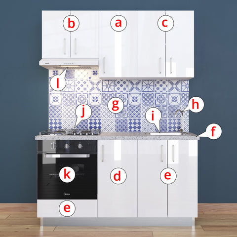 Kitchen Unit, 5'3" (PET Gloss) - Asters Maldives