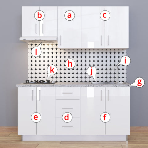 Kitchen Unit, 5'11" (PET Gloss) - Asters Maldives