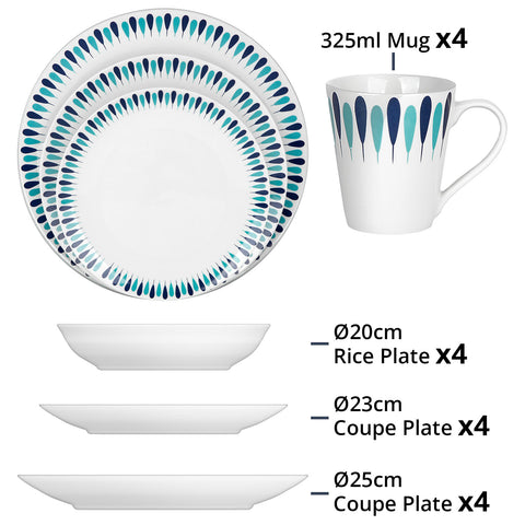 Dinnerware Set (16 PCs) - Asters Maldives