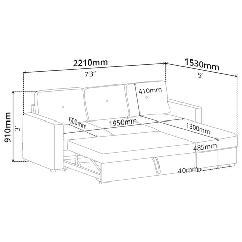 Sofa-Bed (Right Side) - Asters Maldives