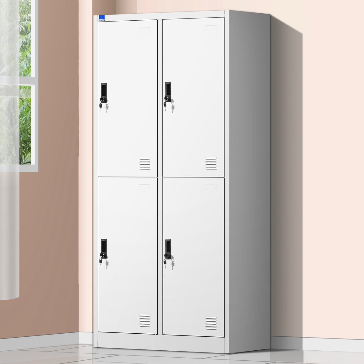 Asters (CC-B4-W) Steel 4 Comp. Locker with Key Lock, White– Asters Maldives