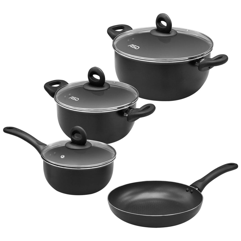 Asd Cookware ASD (SNR0701T-IH) 7-Pcs Aluminum Non-Stick Cookware Set, Black– Asters ...