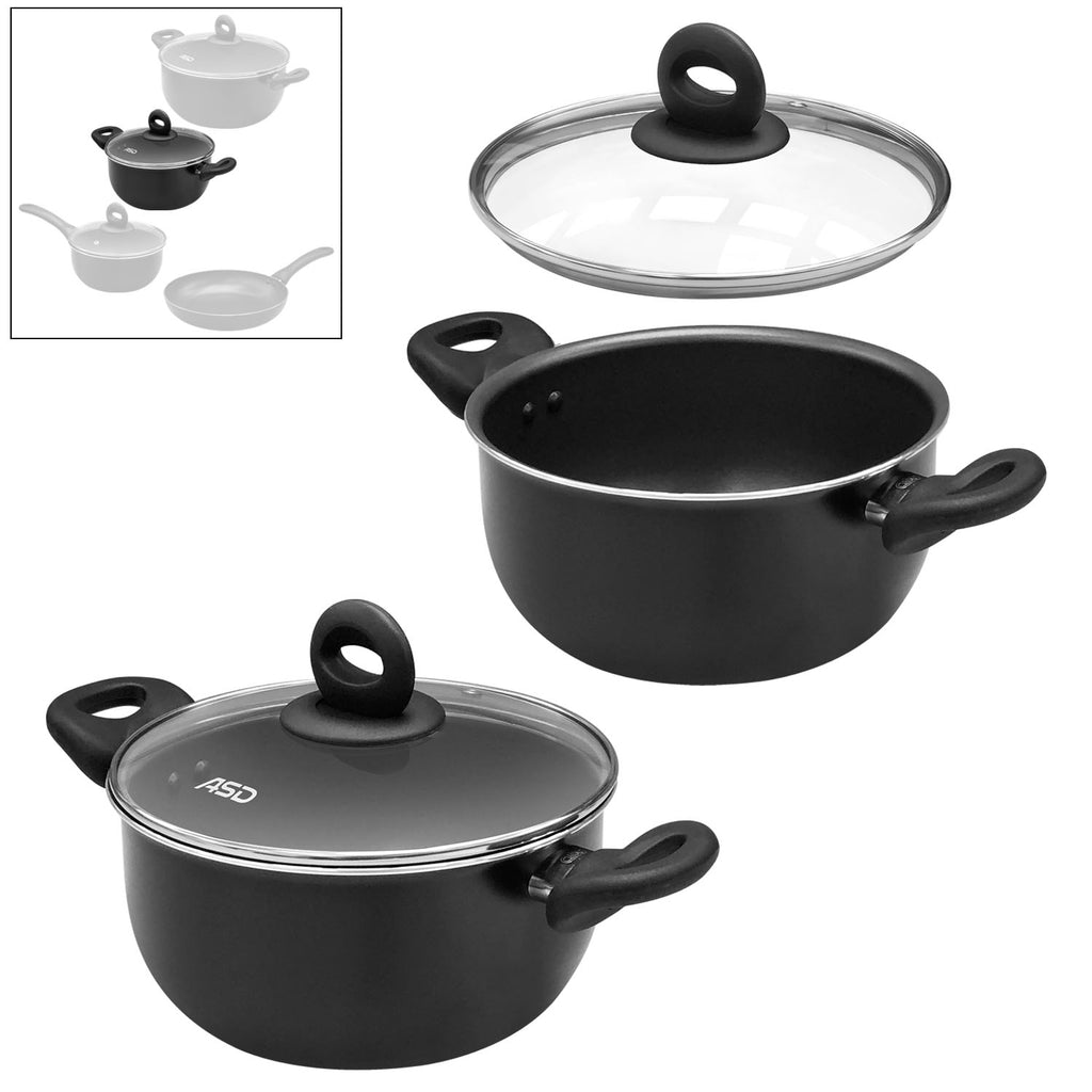Asd Cookware ASD (SNR0701T-IH) 7-Pcs Aluminum Non-Stick Cookware Set, Black– Asters ...