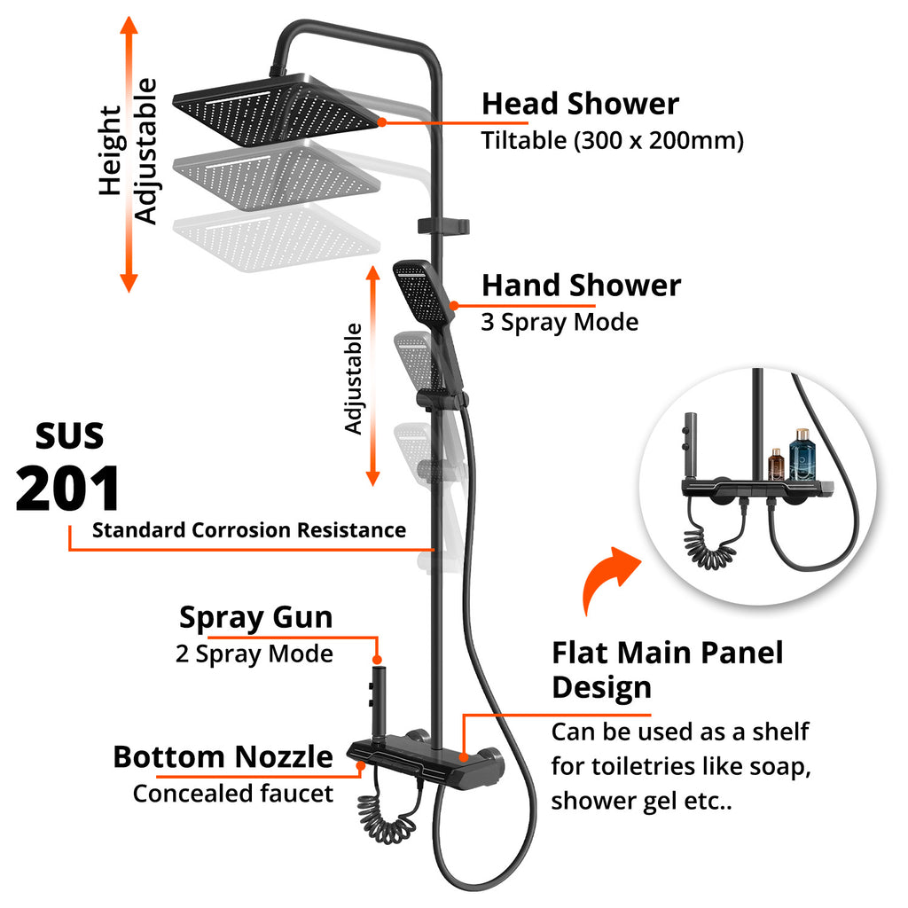 Shower Set (SUS201) - Asters Maldives