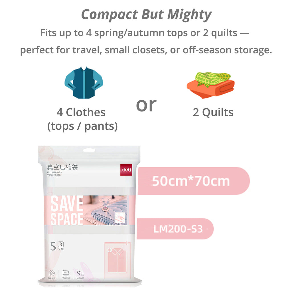 3-pcs Vacuum Storage Bag (50 x 70cm) - Asters Maldives