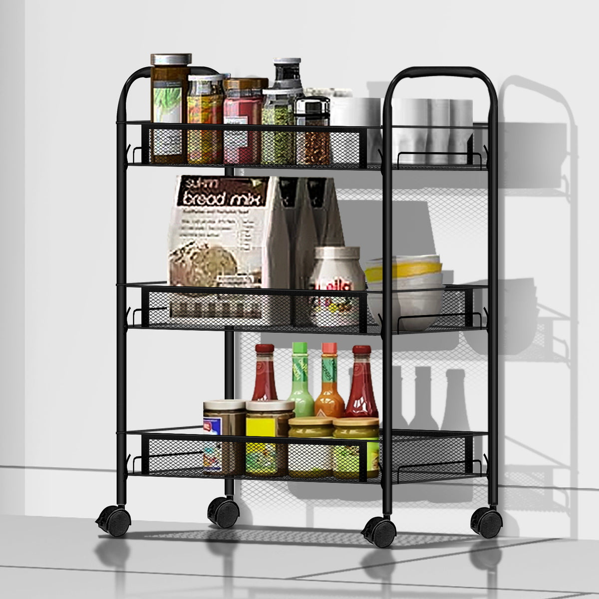 FH (FW-3) 3-Tier Carbon Steel Storage Rack, Black– Asters Maldives