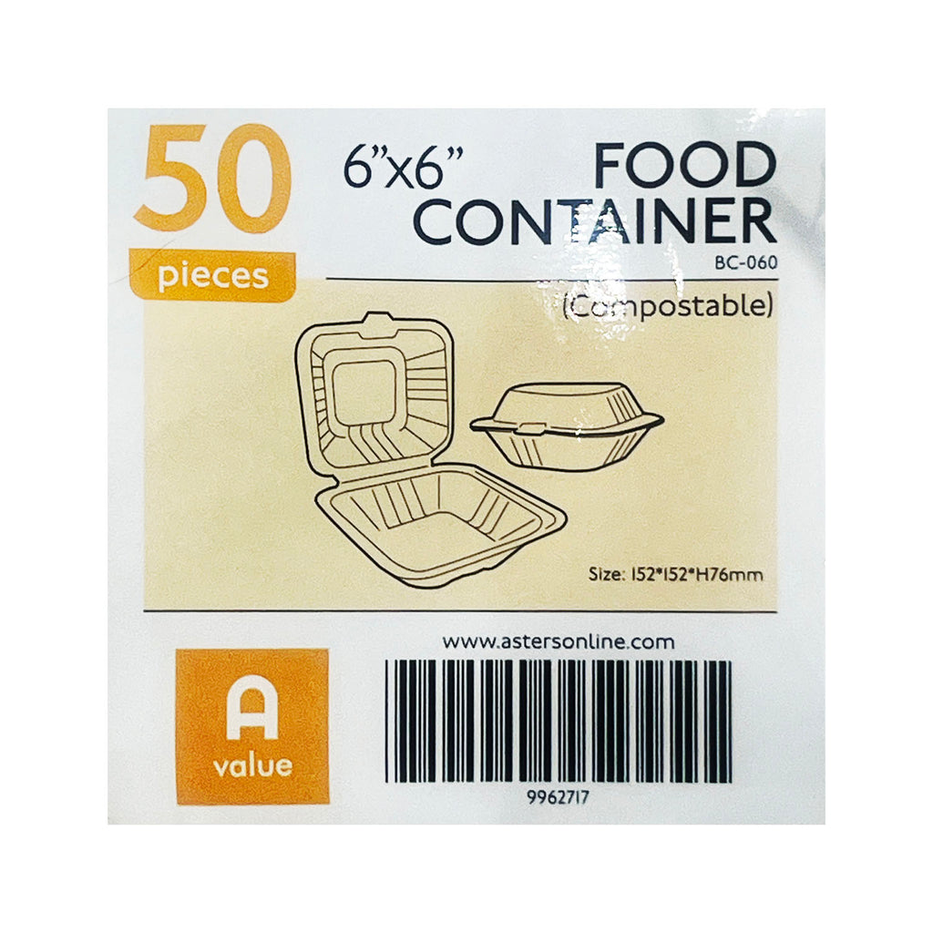 50-pcs Food Container (6" x 6")