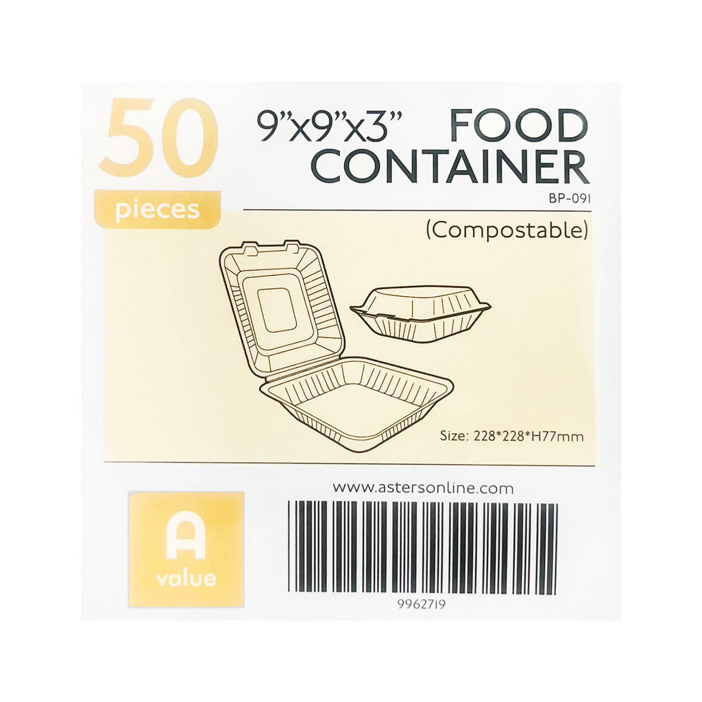 50-pcs Food Container (9" x 9")