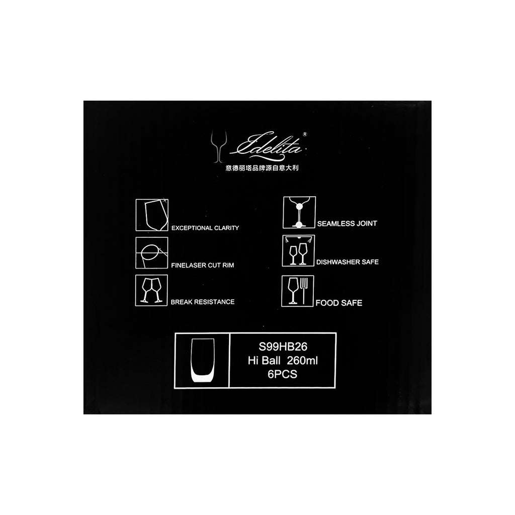 6-pcs Drinking Glass (260ml) - Asters Maldives