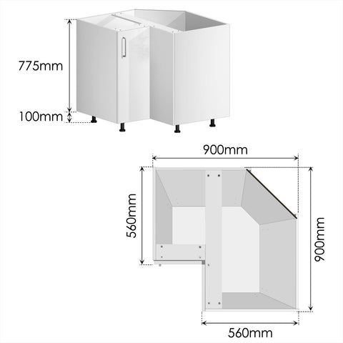 Corner Base Cabinet (UV Gloss) - Asters Maldives