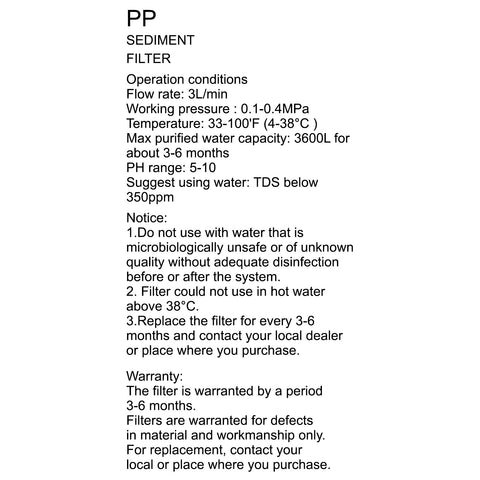 Water Filter (PP) - Asters Maldives