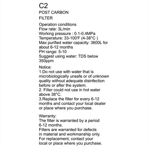 Water Filter (C2) - Asters Maldives