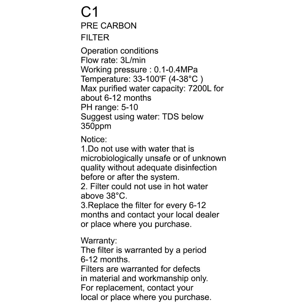 Water Filter (C1) - Asters Maldives