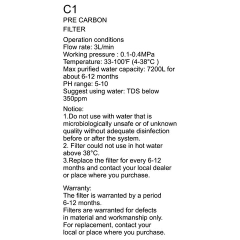 Water Filter (C1) - Asters Maldives