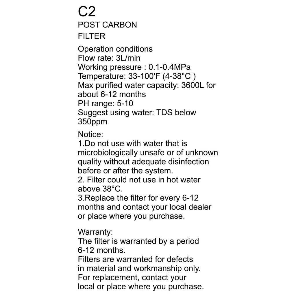 Water Filter (C2) - Asters Maldives