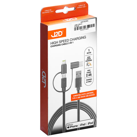 USB Cable 3-in-1 (1m) - Asters Maldives