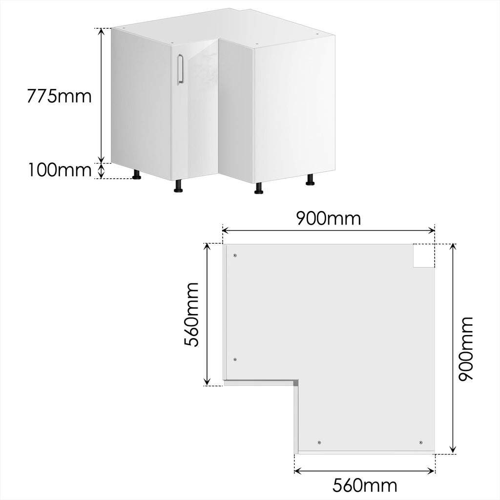 Corner Base Cabinet (PET Gloss) - Asters Maldives