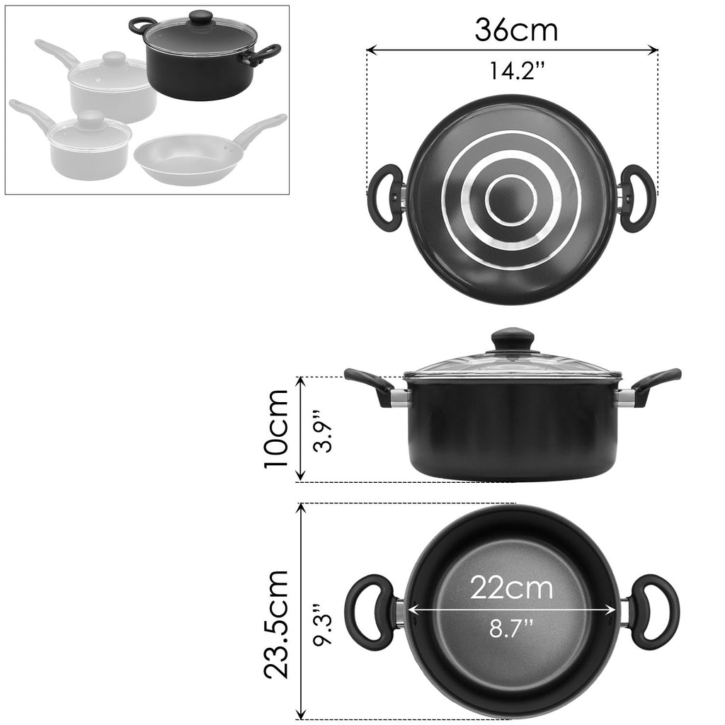 Asd Cookware ASD (AST1607T) 7-Pcs Aluminum Non-Stick Cookware Set, Black– Asters ...