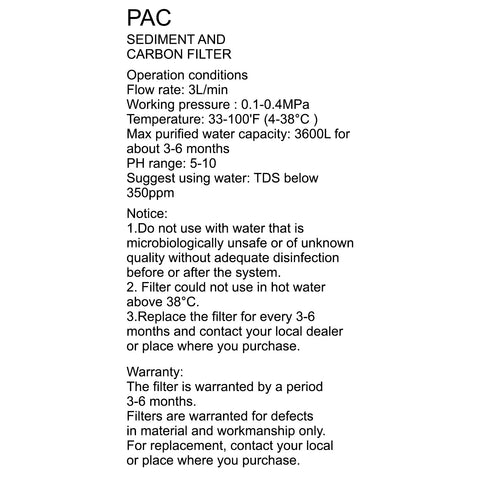 Water Filter (PAC) - Asters Maldives