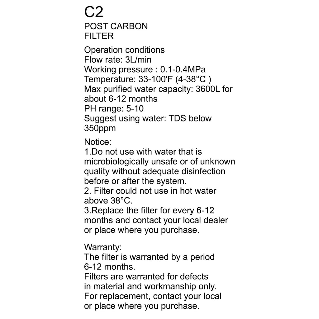 Water Filter (C2) - Asters Maldives