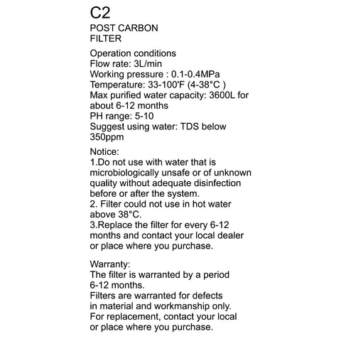 Water Filter (C2) - Asters Maldives