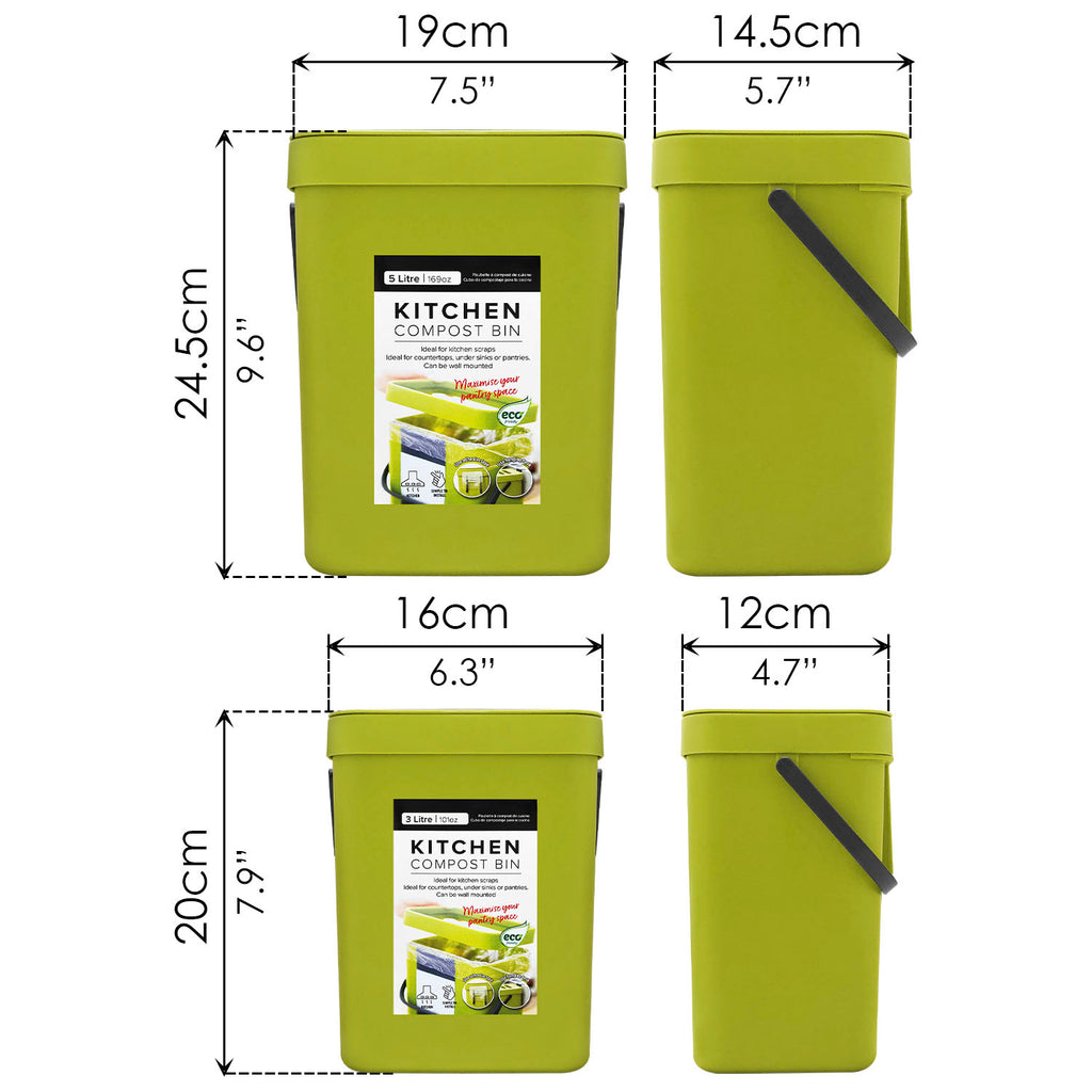 Dustbin, 3L & 5L (2 PCs) - Asters Maldives